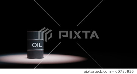 Oil Barrel Spotlighted on Black Background 60753936