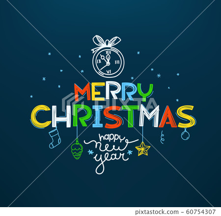 Merry Christmas and happy New year. Doodling style Merry Christmas and happy New year. Doodling style 60754307