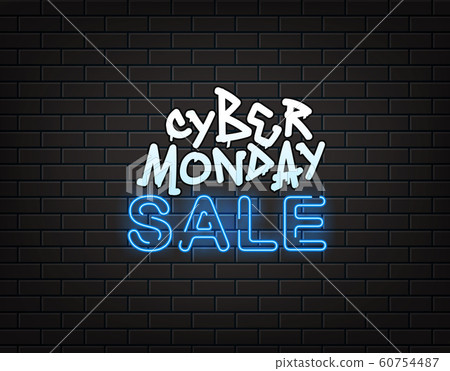 Cyber monday sale banner. Neon and grafitti Cyber monday sale banner. Neon and grafitti 60754487