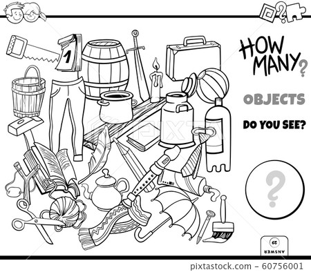 counting objects educational task coloring book - Stock Illustration ...