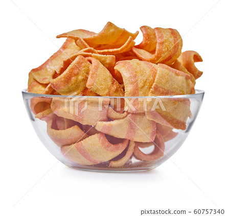 potato chips in a glass bowl potato chips in a glass bowl 60757340