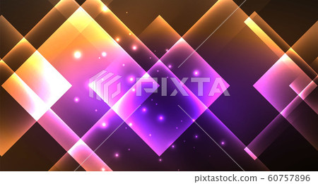 Shiny neon design square shape abstract background. Retro vector abstract design banner template 60757896