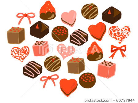 巧克力糖果巧克力心的形狀 巧克力糖果巧克力心的形狀 60757944