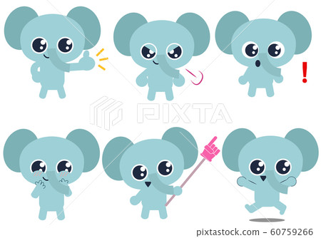 大象表情和手勢插圖集 60759266