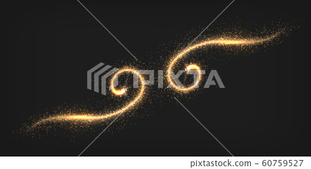 Golden glitter background. Sparkle stardust particles, glamour decorative effect for Christmas invitation card. Vector sparks 60759527