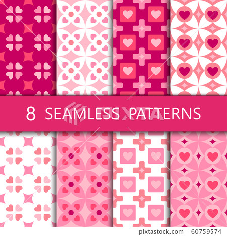 Set of pink heart seamless pattern, vector illustration Set of pink heart seamless pattern, vector illustration 60759574