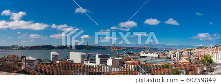 Panoramic view of the beautiful city of Lisbon from the Santa Catarina Viewpoint 60759849