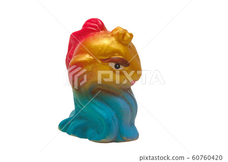 Image of rubber toy fairy goldfish isolated on white background 60760420