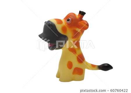 Toy rubber squeaking giraffe isolated on white background Toy rubber squeaking giraffe isolated on white background 60760422