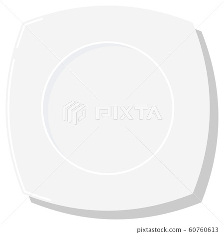 Empty white square dish plate with shadow vector illustration isolated on white background. 60760613