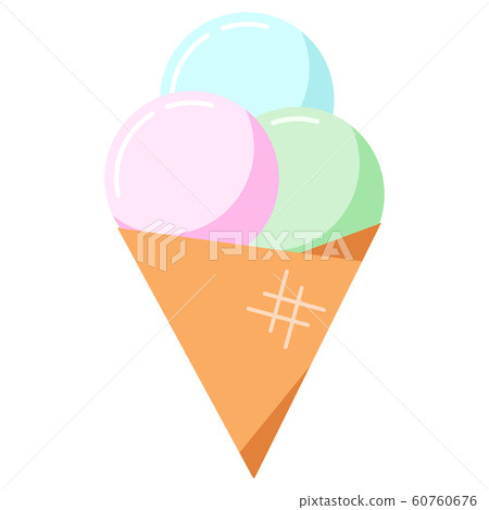 Ice cream in cone icon flat design vector illustration. 60760676