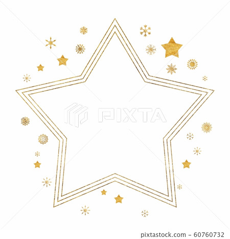 Gold Glitter Festive Christmas Frame with Snowflakes 60760732
