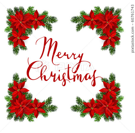 Vector. Christmas decoration: evergreens frame isolated 60761743