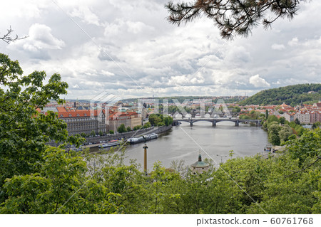 Vltava river and Prague cityscape from huge metronome 60761768