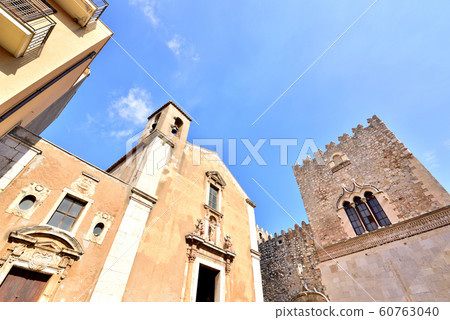 Italy, Sicily, Taormina landscape, a cityscape with a historical feel 60763040