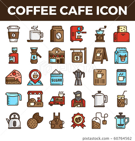 Coffee cafe filled outline icons 60764562