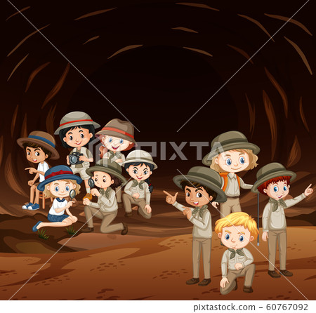 Scene with many kids in the cave Scene with many kids in the cave 60767092