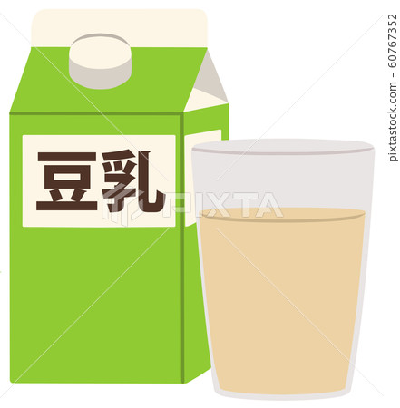 An illustration without a main line arranging soy milk poured into a paper pack and a transparent cup An illustration without a main line arranging soy milk poured into a paper pack and a transparent cup 60767352
