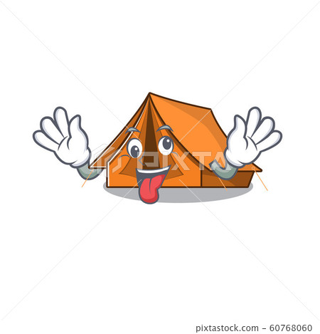 Mascot of crazy face camping tent Scroll Cartoon character style Mascot of crazy face camping tent Scroll Cartoon character style 60768060