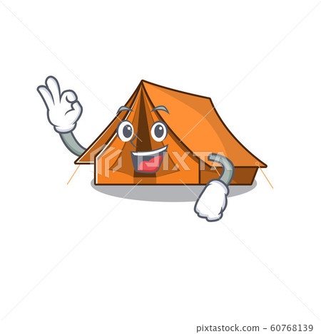 Camping tent Scroll mascot design making an Okay gesture 60768139