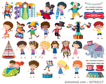 Large set of isolated objects of kids and circus 60768227