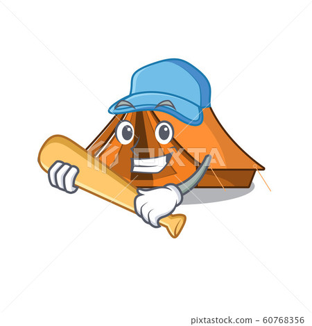 Cool camping tent Scroll cartoon character design with baseball Cool camping tent Scroll cartoon character design with baseball 60768356