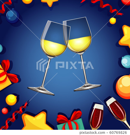 Background with two glasses of champagne and 60769826