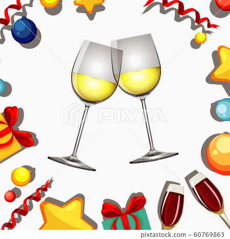 Poster design for New Year with two glasses of Poster design for New Year with two glasses of 60769863