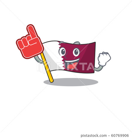 Flag qatar Scroll mascot cartoon style with Foam finger Flag qatar Scroll mascot cartoon style with Foam finger 60769906