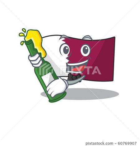 Flag qatar Scroll with bottle of beer mascot cartoon style Flag qatar Scroll with bottle of beer mascot cartoon style 60769907
