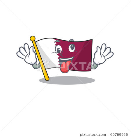 Mascot of crazy face flag qatar Scroll Cartoon character style Mascot of crazy face flag qatar Scroll Cartoon character style 60769936