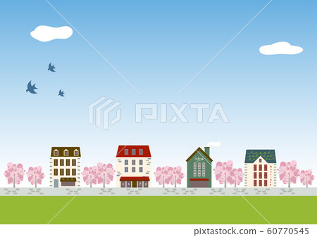 Scenery Fashionable cityscape Cherry trees Scenery Fashionable cityscape Cherry trees 60770545