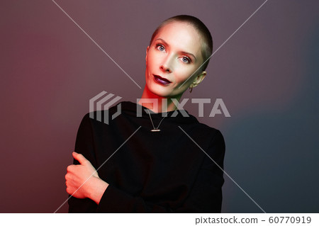 red lips makeup girl with short hair red lips makeup girl with short hair 60770919