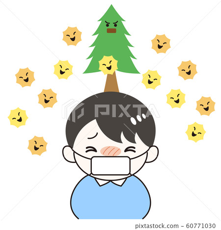 Hay fever men symptoms sneezing mask cedar pollen 60771030