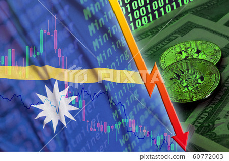 Nauru flag and cryptocurrency falling trend with Nauru flag and cryptocurrency falling trend with 60772003