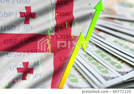 Georgia flag and chart growing US dollar position 60772120
