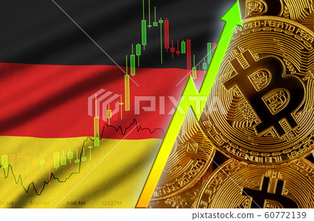 Germany flag and cryptocurrency growing trend with Germany flag and cryptocurrency growing trend with 60772139