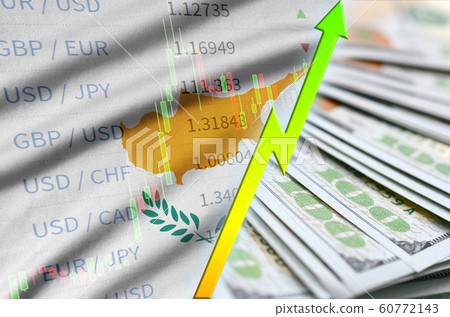 Cyprus flag and chart growing US dollar position Cyprus flag and chart growing US dollar position 60772143