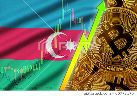 Azerbaijan flag and cryptocurrency growing trend 60772170