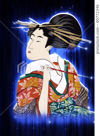 Beautiful face of a woman with a smoke tube 60772346