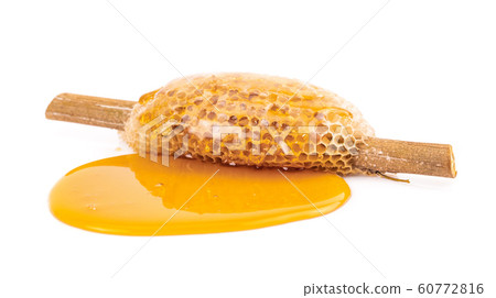 honeycomb with sweet honey on dry branch isolated on white background honeycomb with sweet honey on dry branch isolated on white background 60772816