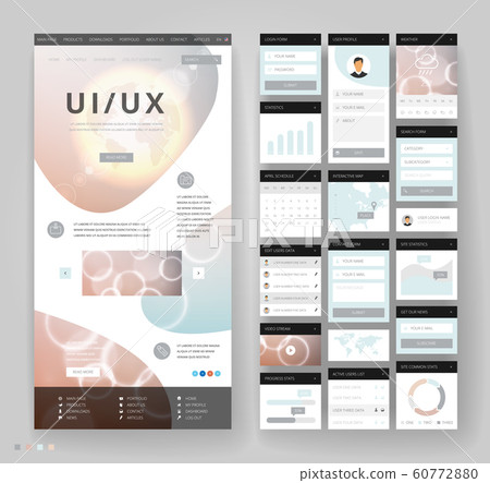 Website template design with interface elements Website template design with interface elements 60772880