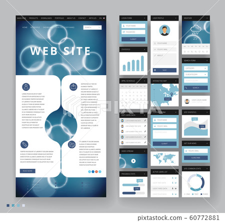 Website template design with interface elements Website template design with interface elements 60772881