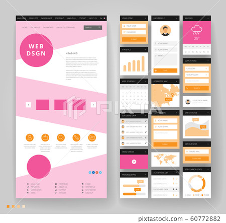 Website template design with interface elements Website template design with interface elements 60772882