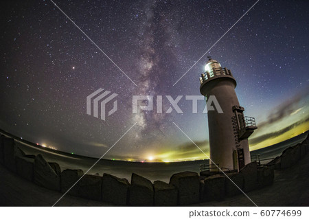 milky way with cape irago lighthouse milky way with cape irago lighthouse 60774699