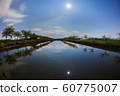moon reflection on water with plum trees 60775007