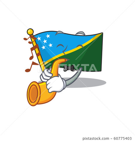 Flag solomon island Scroll cartoon character design performance with trumpet Flag solomon island Scroll cartoon character design performance with trumpet 60775403
