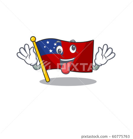 Mascot of crazy face flag samoa Scroll Cartoon character style 60775763