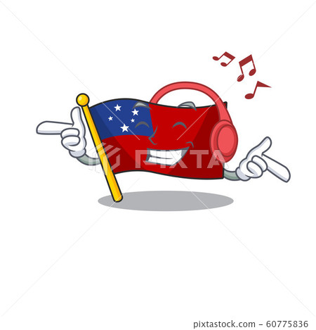 Listening music flag samoa Scroll mascot cartoon character design 60775836