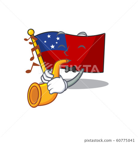 Flag samoa Scroll cartoon character design performance with trumpet 60775841